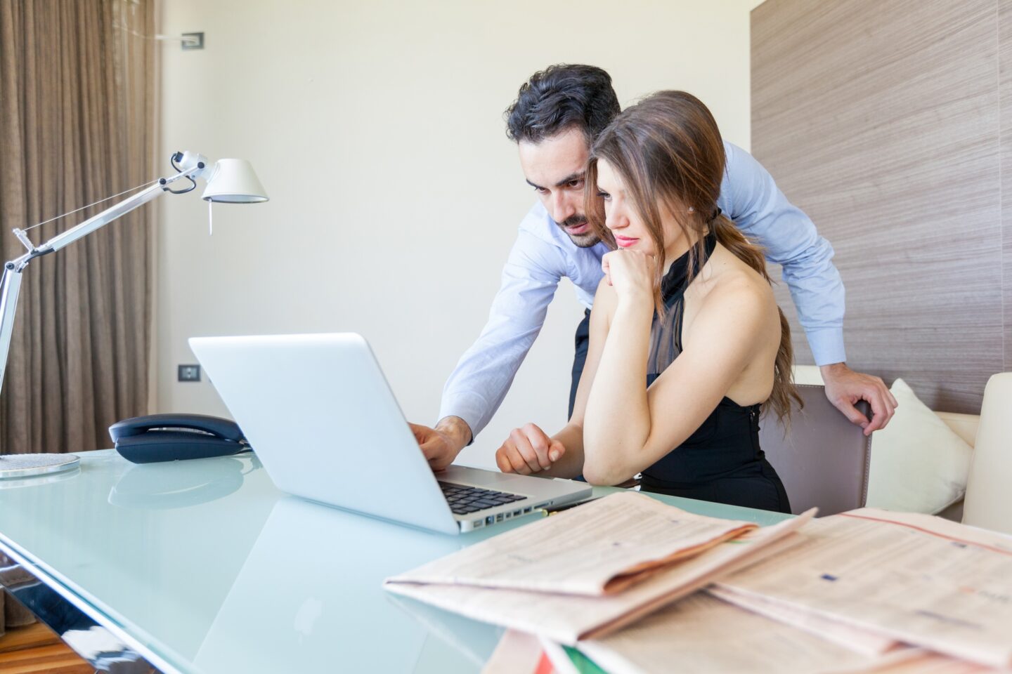 Business Couple Working at Office