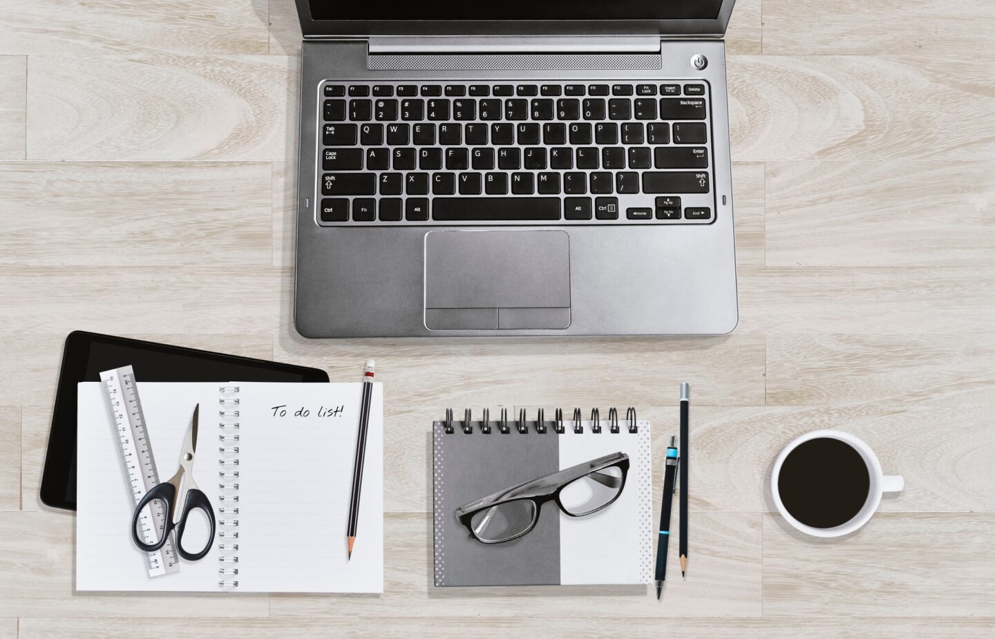 Education or Business office workspace concept mock up with laptop