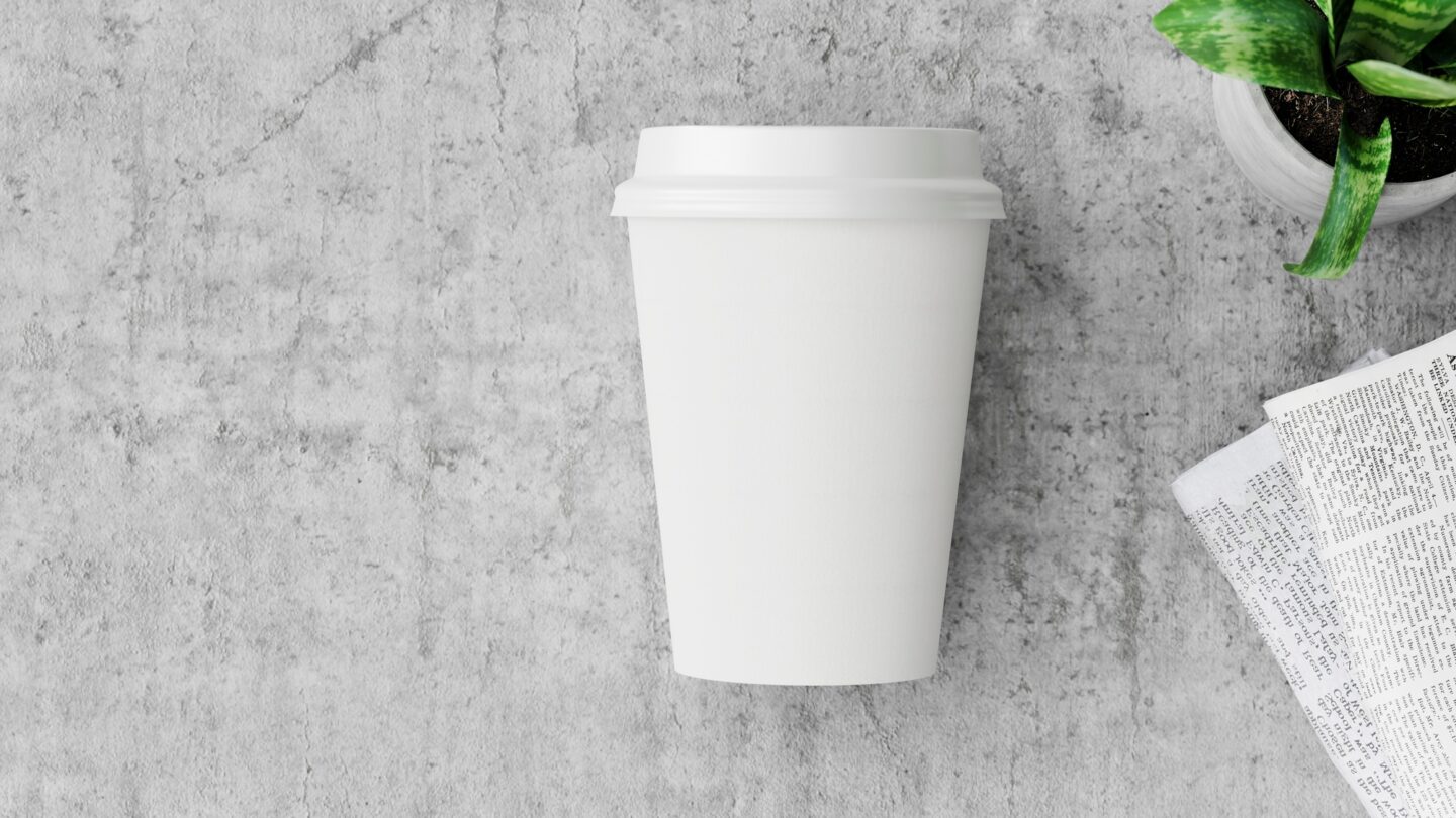 Paper coffee cups takeaway mock-up for branding.