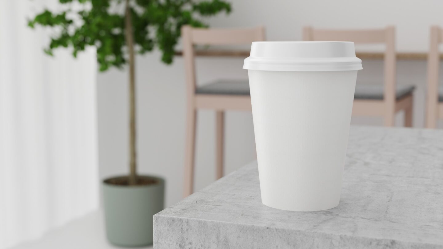 Paper coffee cups takeaway mock-up for branding.