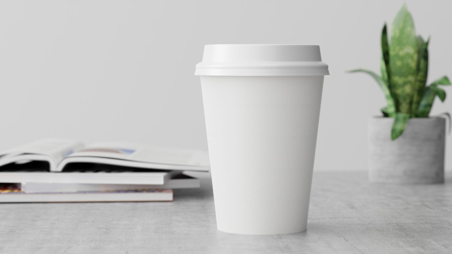 Paper coffee cups takeaway mock-up for branding.