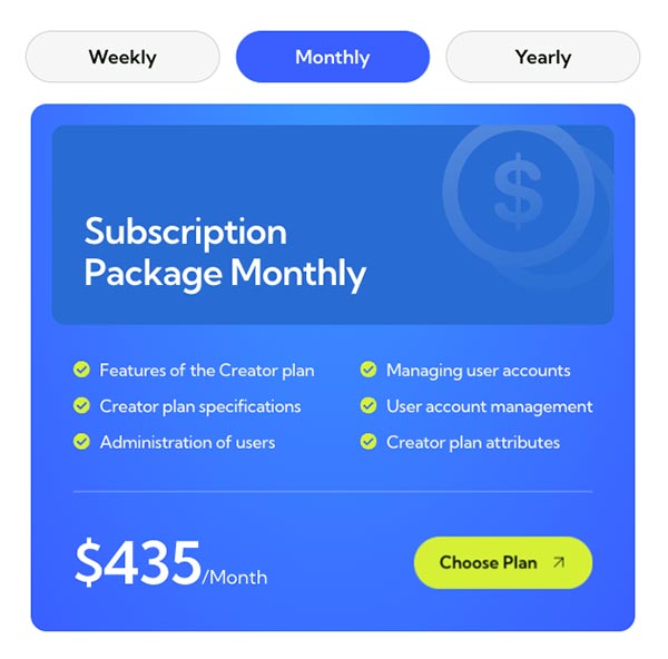 Tab - Pricing Monthly