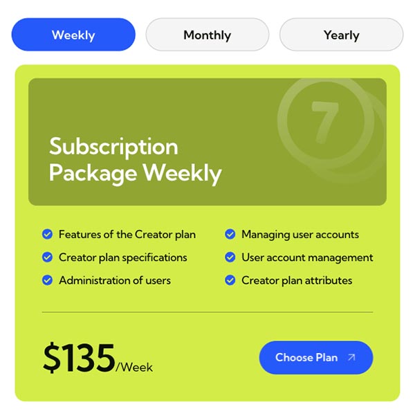 Tab - Pricing Weekly